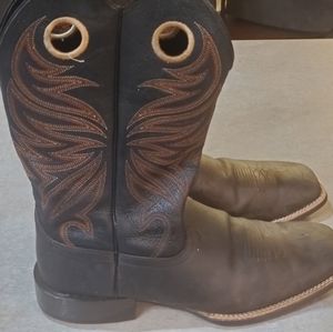 Ariat men's size 13 cowboy boots black orange stitch